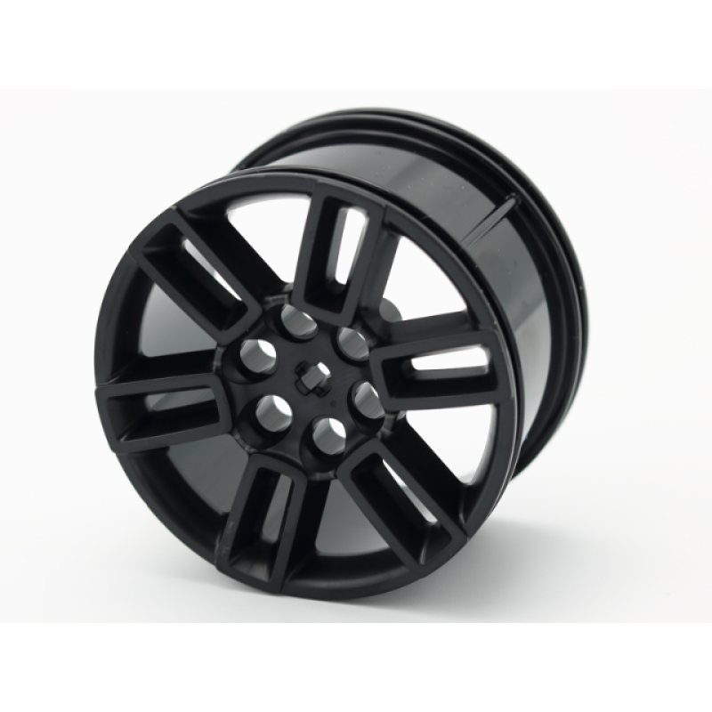 Wiel 56mm D. x 34mm Technic Racing Medium, 6 Pin gaten, Open Spaken Black