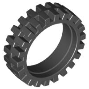 Band 24mm D. x 7mm Offset loopvlak, band rond het midden van het loopvlak Black