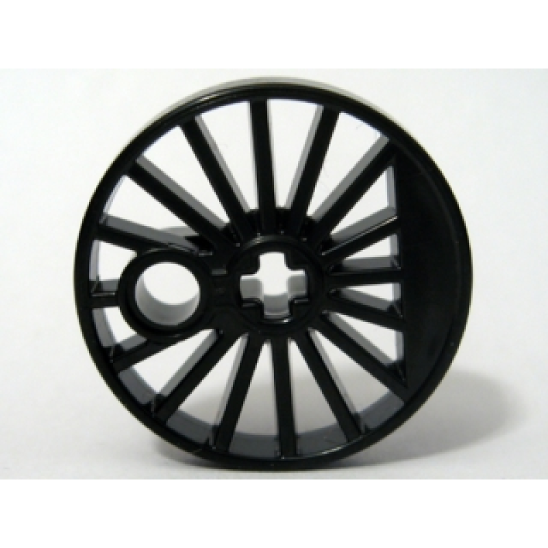 Treinwiel RC Trein, gespaakt met Technic As Gat en Contragewicht, 30mm D. (Blinde machinist) Black