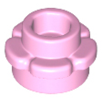 Plaat, Rond 1x1 met bloemrand (5 blaadjes) Bright Pink