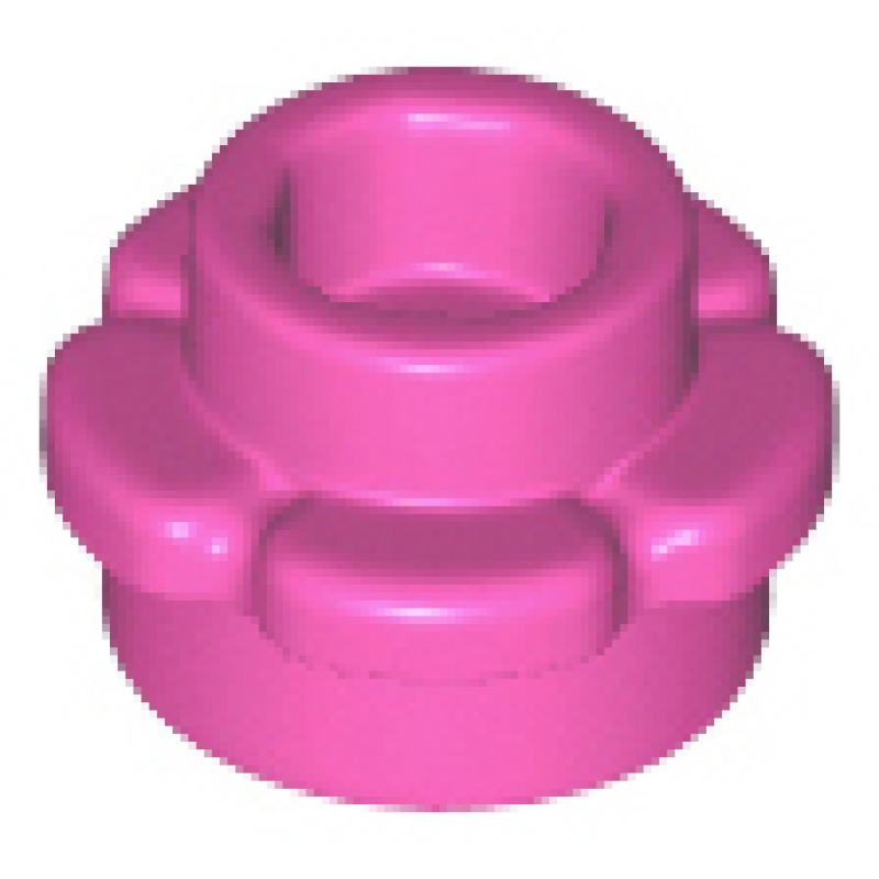 Plaat, Rond 1x1 met bloemrand (5 blaadjes) Dark Pink