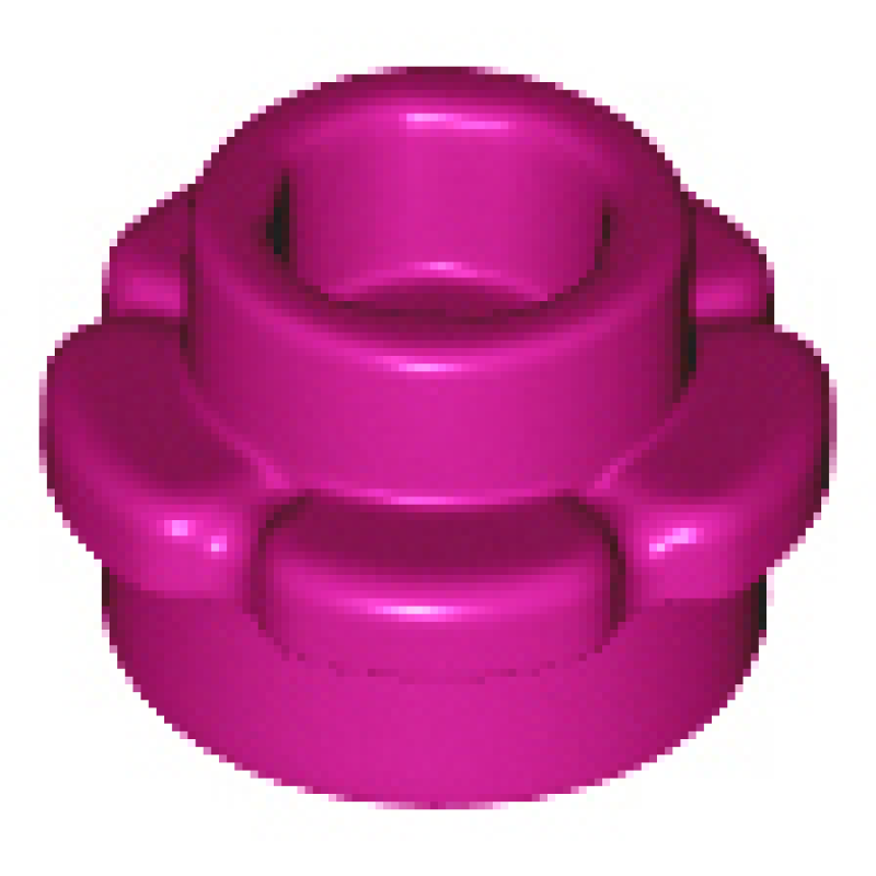 Plaat, Rond 1x1 met bloemrand (5 blaadjes) Magenta