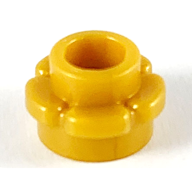 Plaat, Rond 1x1 met bloemrand (5 blaadjes) Pearl Gold