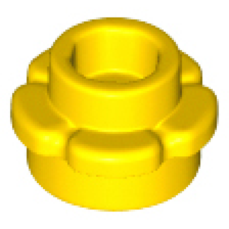 Plaat, Rond 1x1 met bloemrand (5 blaadjes) Yellow