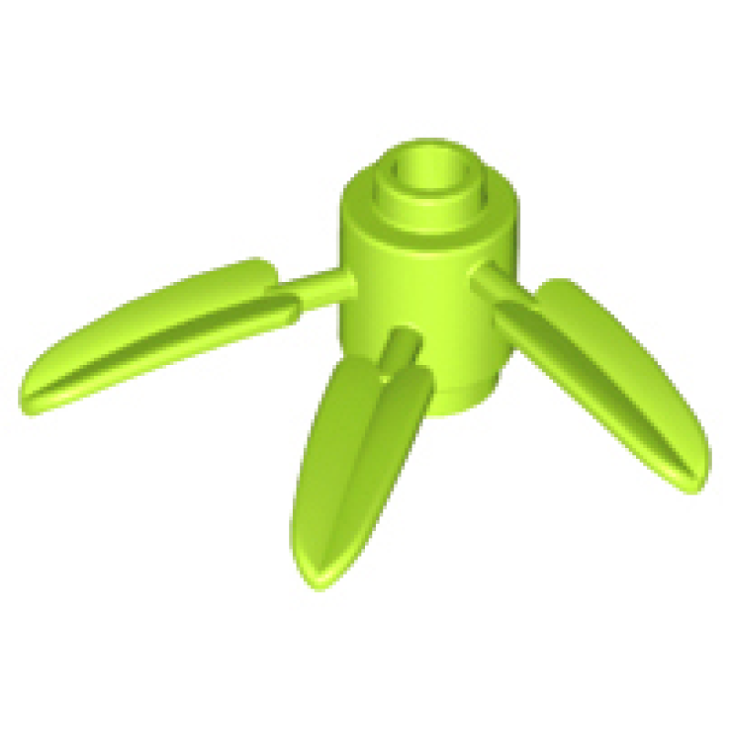 Plant Steen, Rond 1x1 met 3 bamboe bladeren Lime