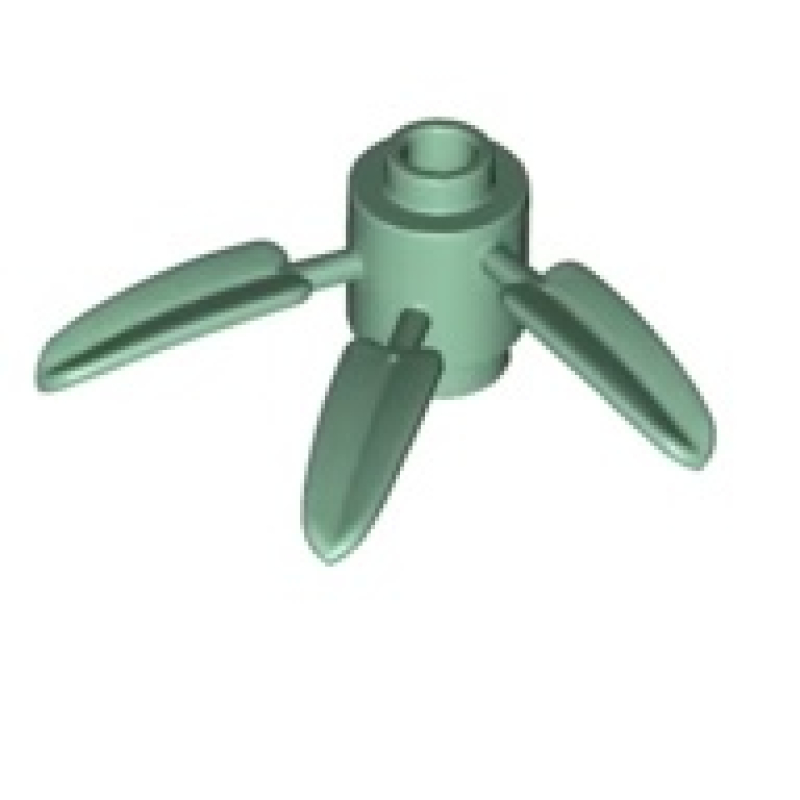 Plant Steen, Rond 1x1 met 3 bamboe bladeren Sand Green