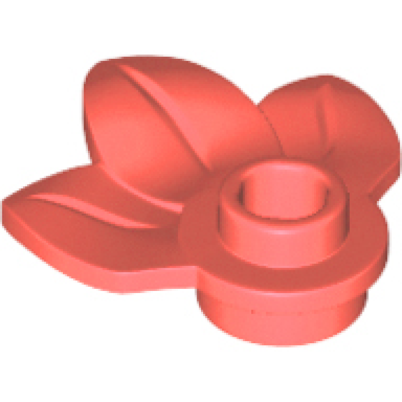 Plant Plaat, Rond 1x1 met 3 bladeren Coral