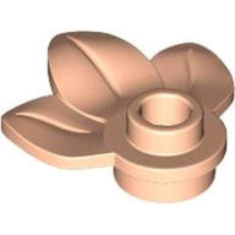 Plant Plaat, Rond 1x1 met 3 bladeren Light Nougat