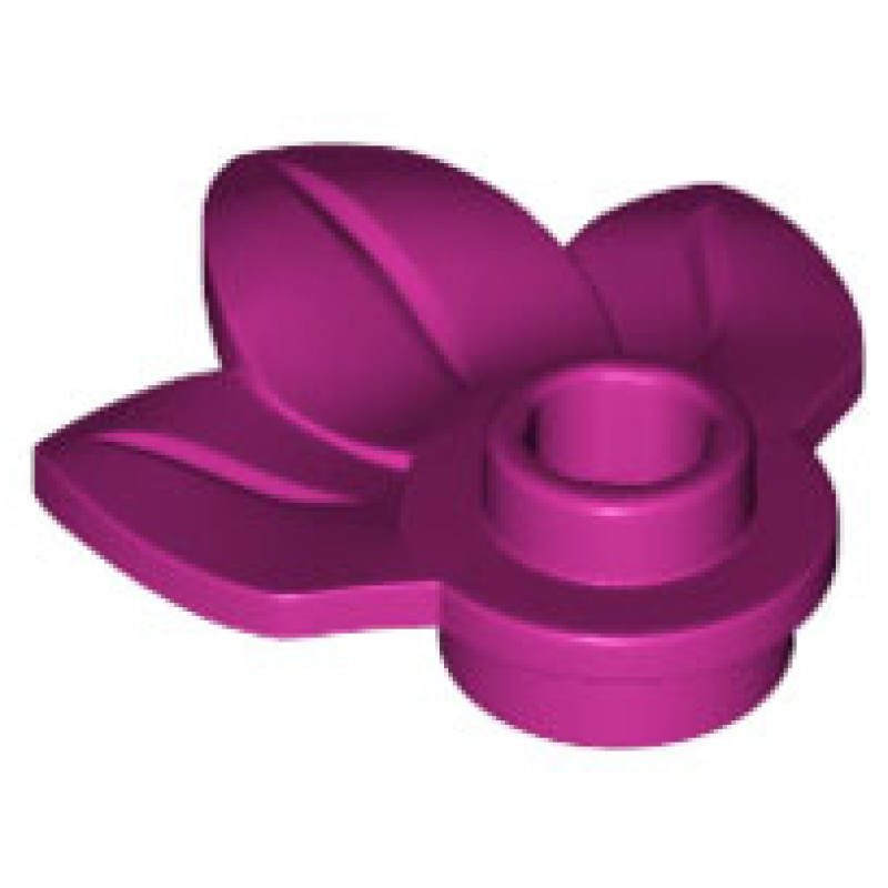 Plant Plaat, Rond 1x1 met 3 bladeren Magenta