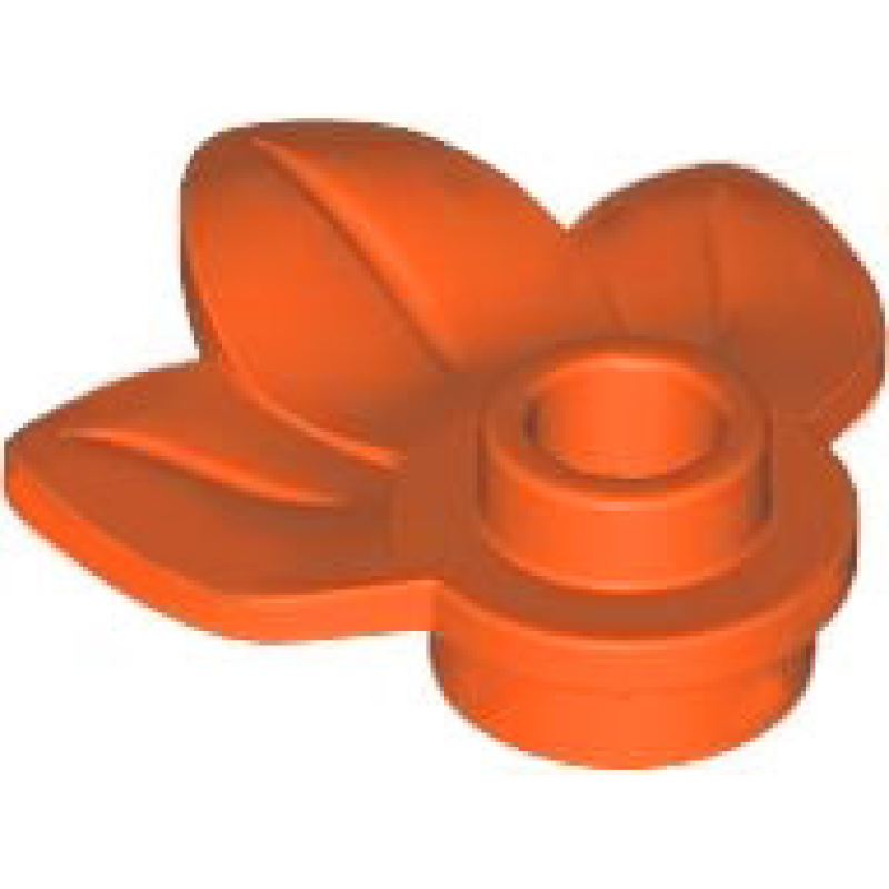 Plant Plaat, Rond 1x1 met 3 bladeren Reddish Orange