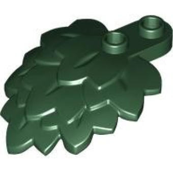 Plaat, Rond 1x2 met bladeren in laagjes Dark Green