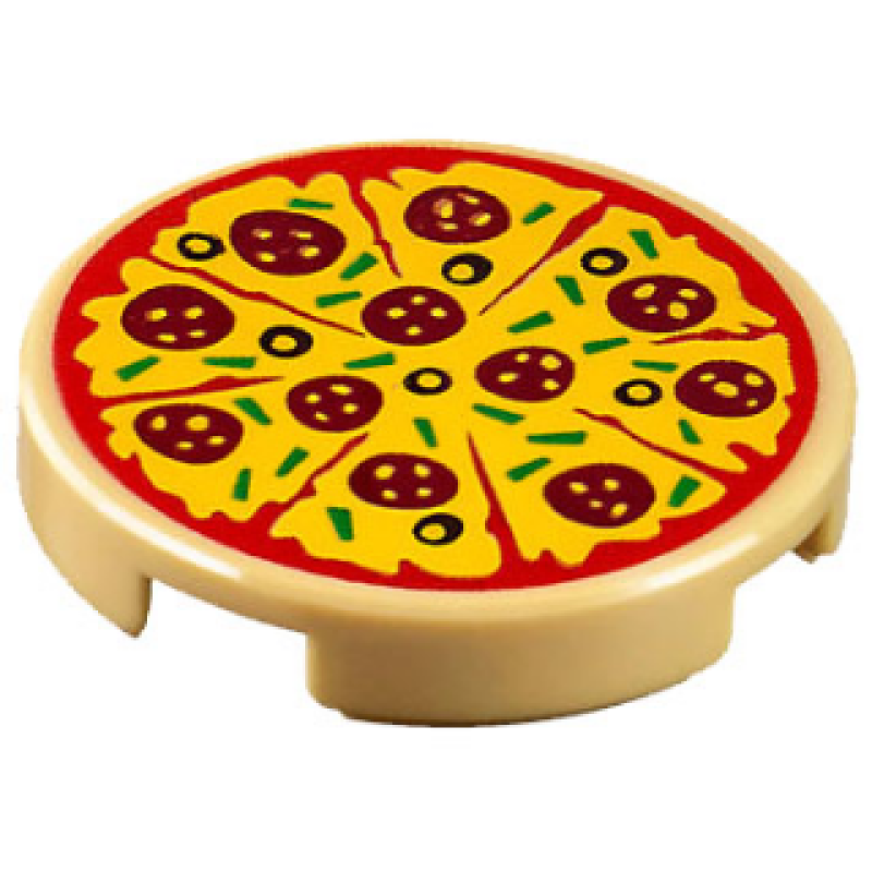 Tegel, Rond 2x2 met pizza opdruk Tan