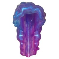 Haar Lang met hoge staart met doorzichtig donker roze erin Satin Trans Light Blue