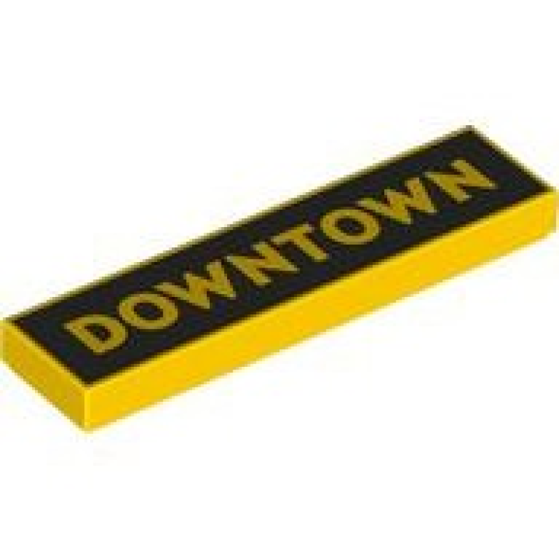Tegel 1x4 met "Downtown" opdruk Yellow