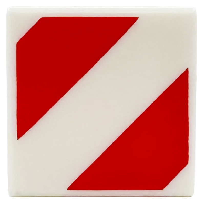 Tegel 1x1 met gevaren strepen White