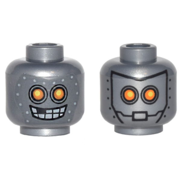 Hoofd, Dubbelzijdig, Aliën Robot Flat Silver