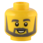 Hoofd, Dark Bluish Gray Baard, Witte Tanden, Lach Yellow