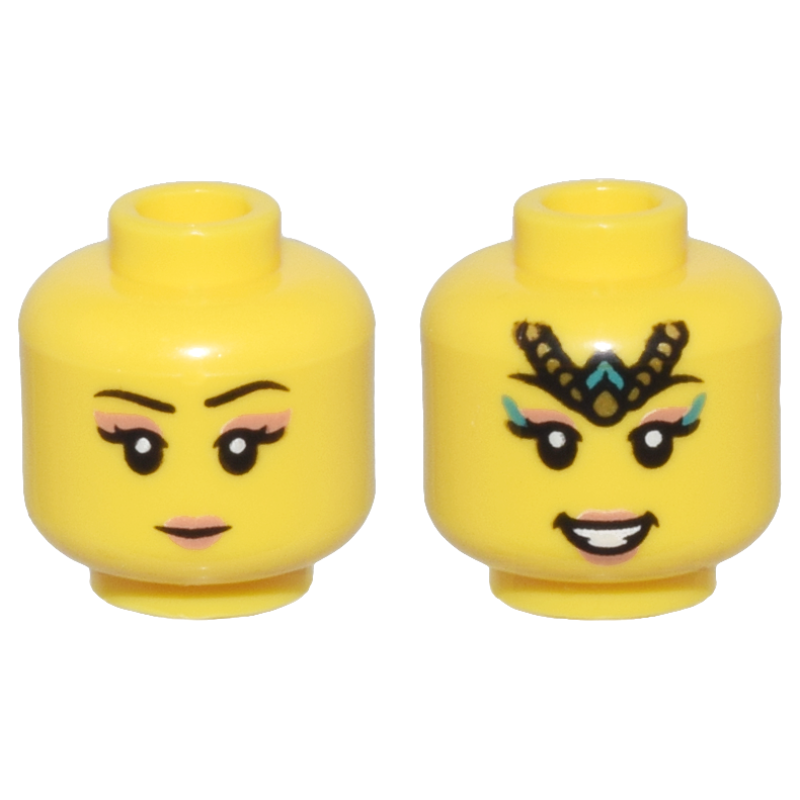Hoofd, Dubbelzijdig, Vrouwelijk met Make Up en Tiara Yellow