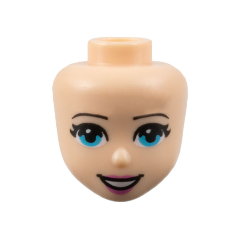 Mini doll, Hoofd met middel azure ogen en donker roze lippen, open mond Light Nougat