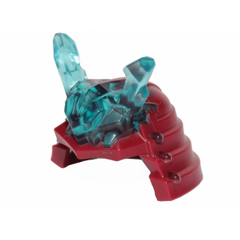 Hoofddeksel Ninja Helm (Ninjago Samurai) met kristallen doorzichtig licht blauwe hoorns Dark Red