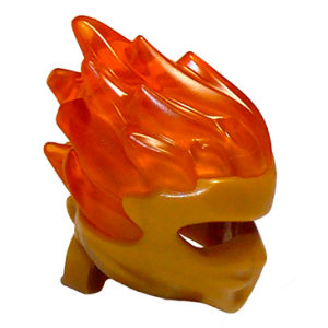 Hoofddeksel Ninjago Type 5 met doorzichtig oranje vlammen Pearl Gold