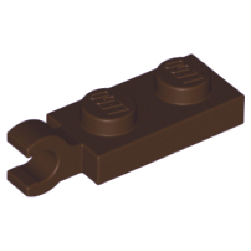 Plaat, Aangepast 1x2 met clip aan het einde Dark Brown