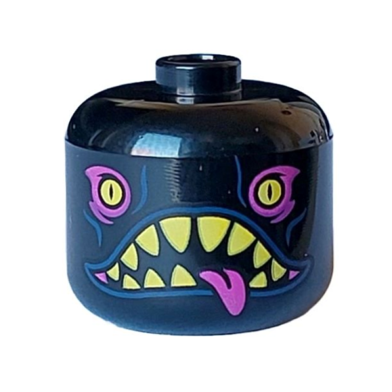 Hoofd, Aangepast Groot Gele Ogen / Magenta Oogschaduw / Scherpe Tanden Black
