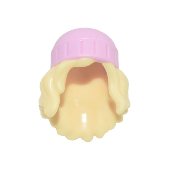 Haar Lang Golvend met Muts Bright Light Yellow 