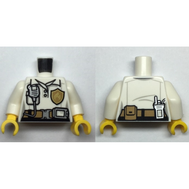 Romp, Vrouwelijk, Brandweer Chef met gele handen White