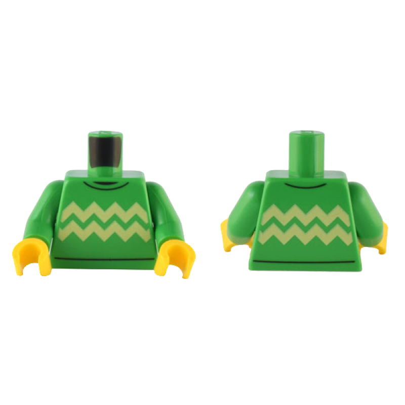 Romp, Trui met Zigzag Opdruk Bright Green