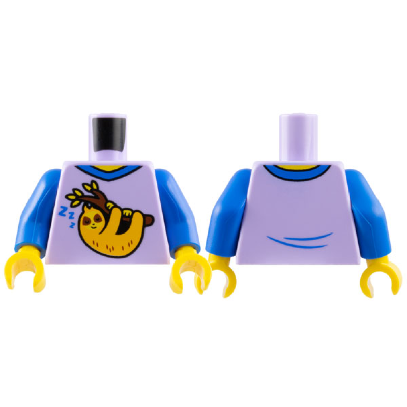 Romp, Shirt met Blauwe Mauwen en Luiaard print op voorkant Lavender