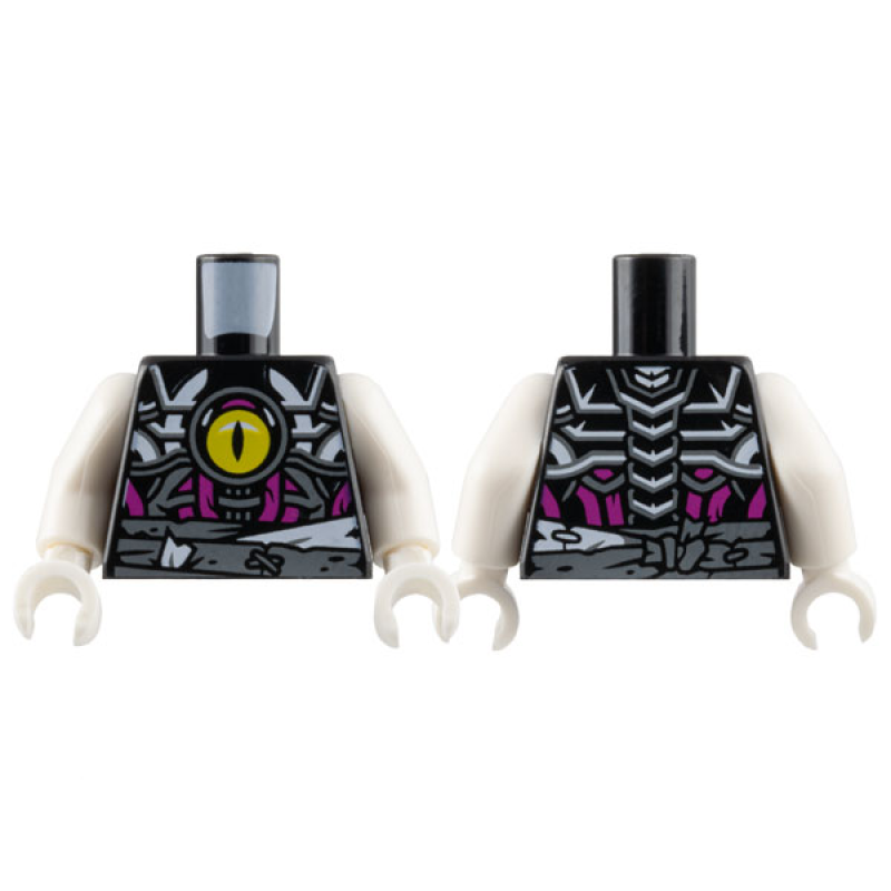 Romp, Skelet Print en Geel Oog, Witte Armen en Handen Black