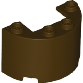 Cylinder Half 2x4x2 met 1x2 inkeping Dark Brown