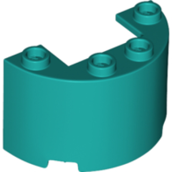 Cylinder Half 2x4x2 met 1x2 inkeping Dark Turqoise