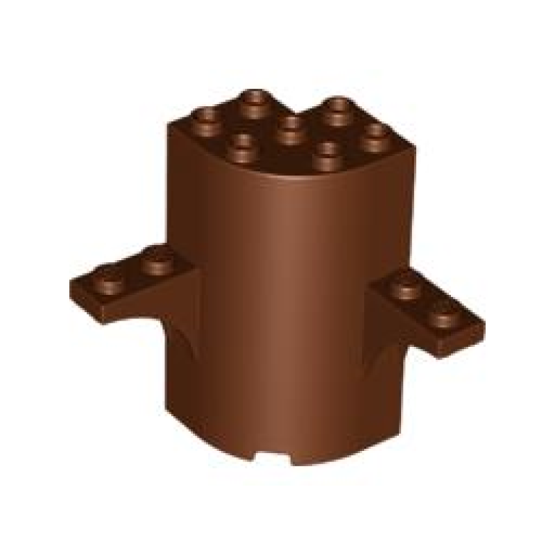 Cilinder kwart 3x3x5 met twee gebogen uitsteeksels Reddish Brown