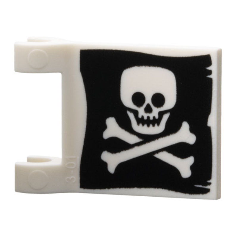 Vlag 2x2 vierkant schedel met gekruiste beenderen White