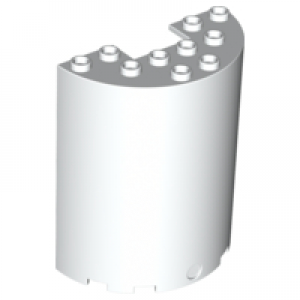 Cylinder Half 3x6x6 met 1x2 Inkeping White