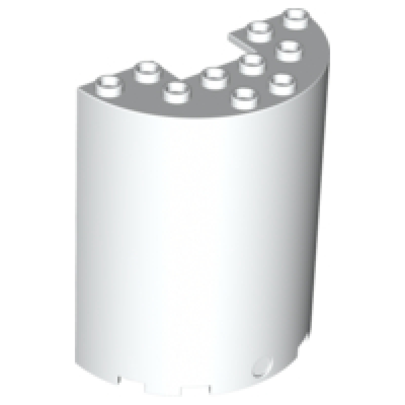 Cylinder Half 3x6x6 met 1x2 inkeping White