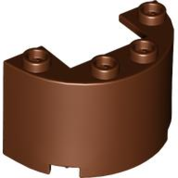 Cylinder Half 2x4x2 met 1x2 inkeping Reddish Brown