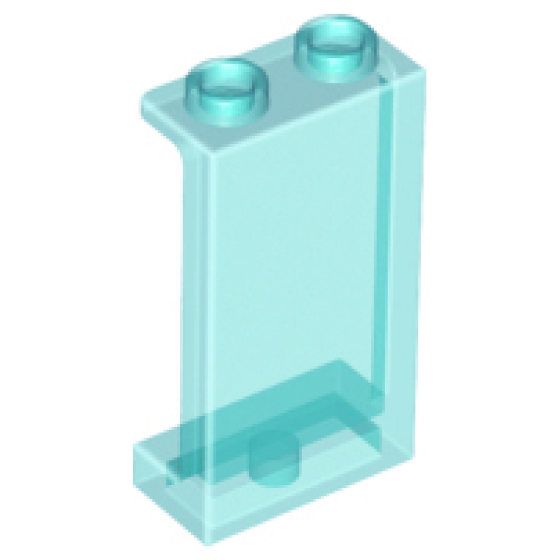 Paneel 1x2x3 met zijsteunen en open noppen Trans Light Blue