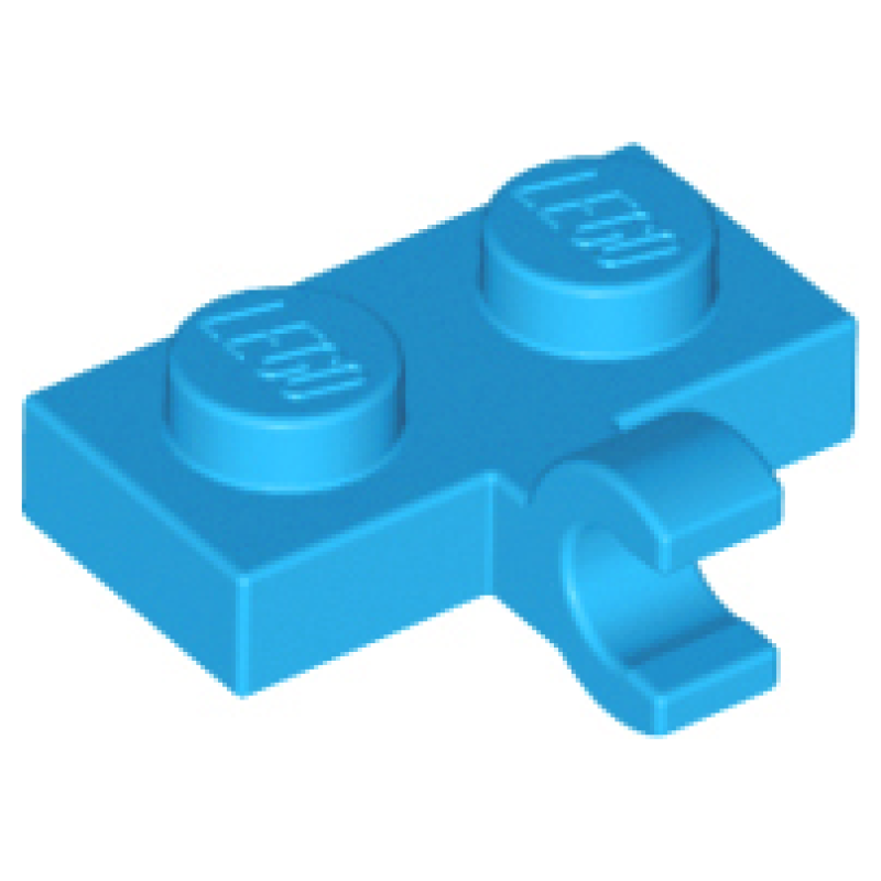 Plaat, Aangepast 1x2 met clip aan zijkant Dark Azure