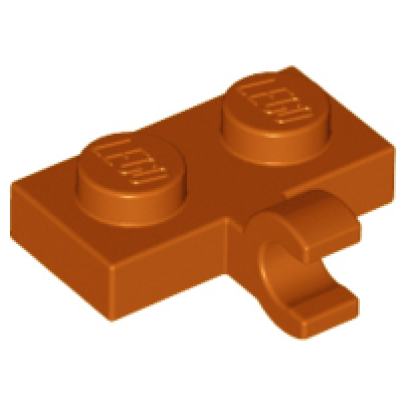 Plaat, Aangepast 1x2 met clip aan zijkant Dark Orange