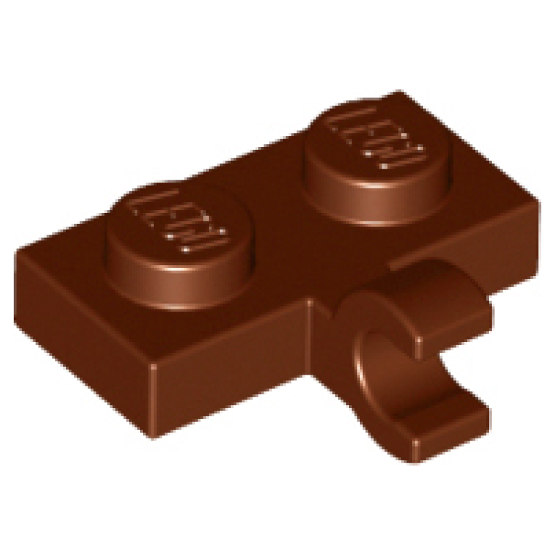 Plaat, Aangepast 1x2 met clip aan zijkant Reddish Brown