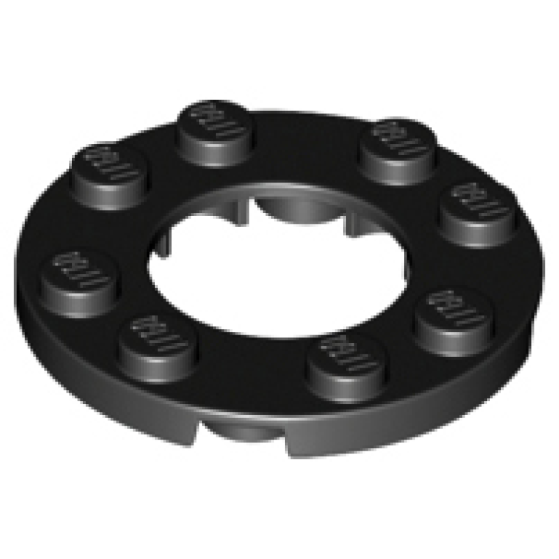 Plaat, Rond 4x4 met 2x2 gat Black