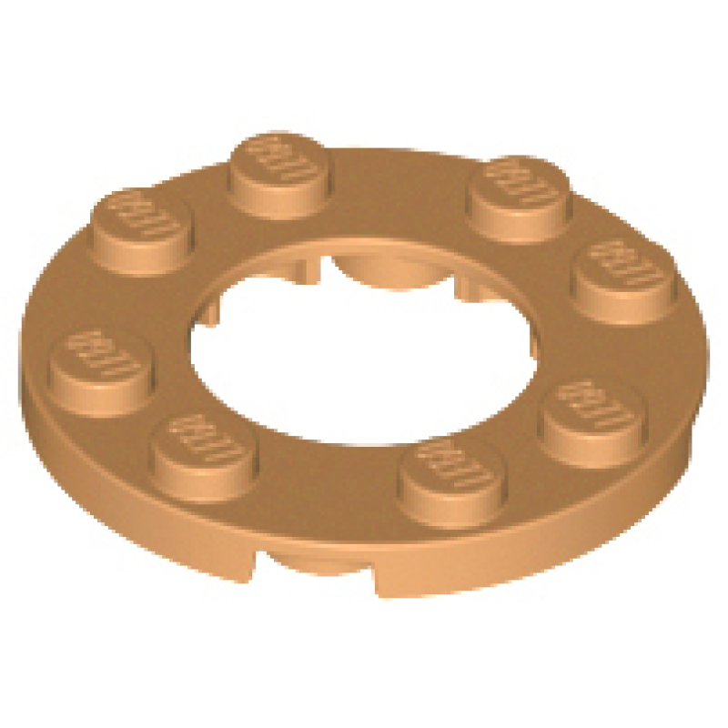 Plaat, Rond 4x4 met 2x2 gat Medium Nougat