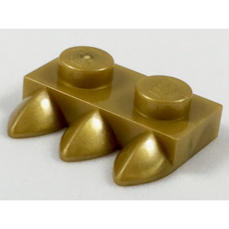 Plaat, Aangepast 1x2 met 3 tanden Pearl Gold