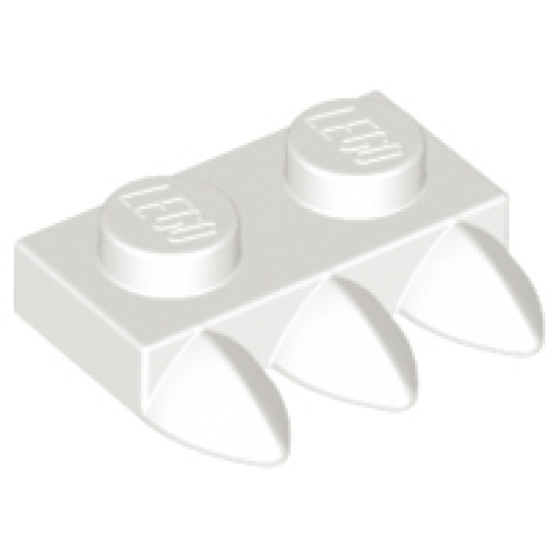 Plaat, Aangepast 1x2 met 3 tanden White