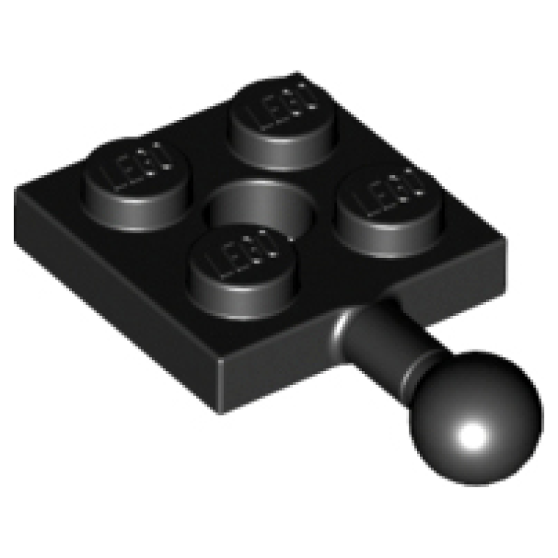 Plaat, Aangepast  2x2 met kogel en gat Black