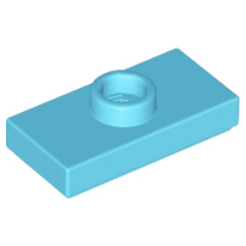 Plaat, Aangepast 1x2 met 1 nop met groef en nophouder aan binnenkant (Jumper) Medium Azure
