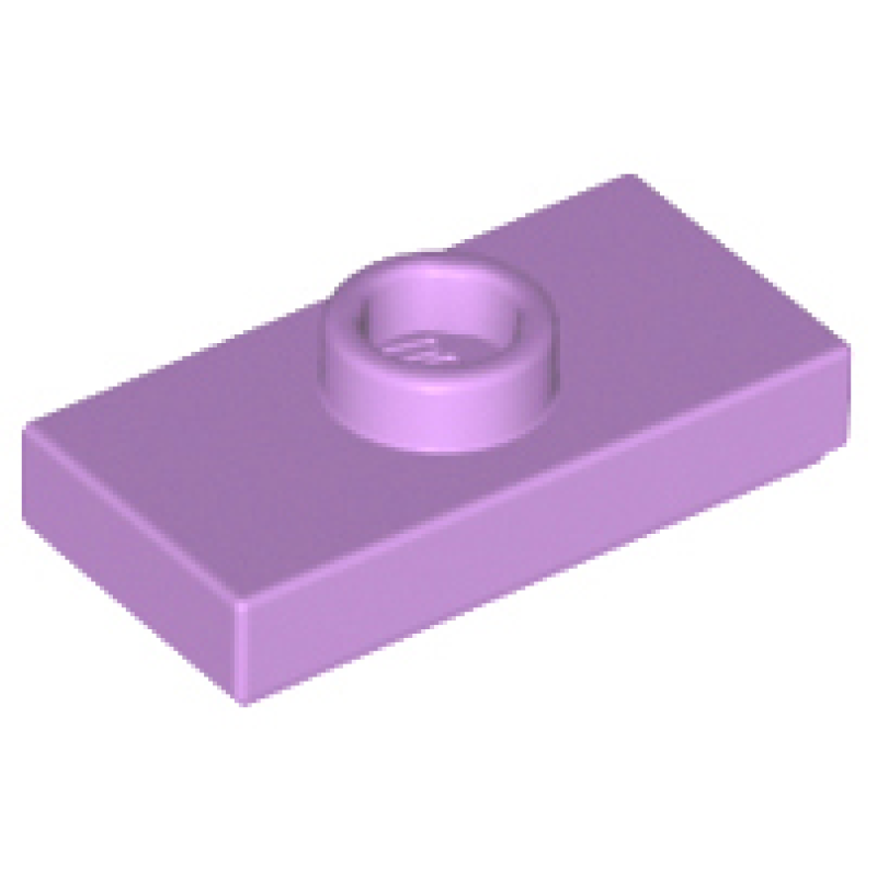 Plaat, Aangepast 1x2 met 1 nop met groef en nophouder aan binnenkant (Jumper) Medium Lavender